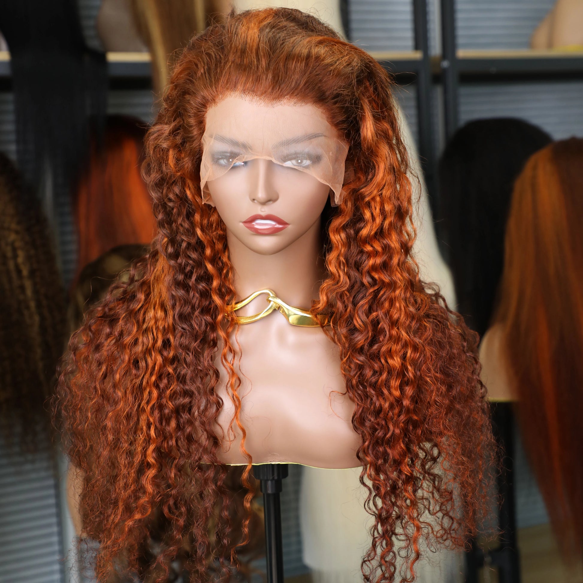 30-Inch Orange Ginger Deep Wave Frontal Wig | Sophisticated 13x6 HD Transparent Swiss Lace | Elegant Vietnamese Human Hair | "Dignified" Long Remy Curly Wig for Vibrant Versatile Styling Luxegan