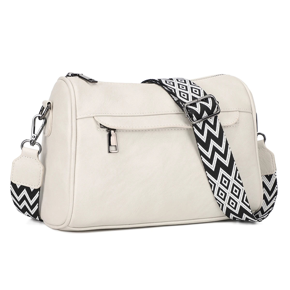 Small Crossbody Camera Bag for Women | PU Leather Saddle Shoulder Handbag | Stylish Wide Guitar Strap Purse | Sophisticated Versatile Casual Messenger (Model KL2349) Luxegan