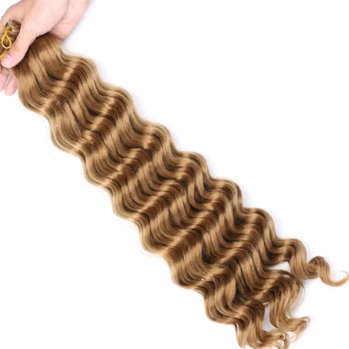 22-Inch Synthetic Deep Wave Bulk Braiding Hair – Curly Ombre No-Weft Faux Locs Extensions for - view 5