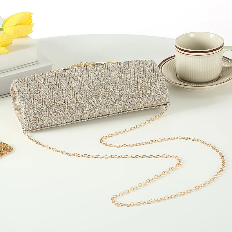 Luxury Metal Trim Clutch Bag | Elegant Party & Wedding Purse Luxegan