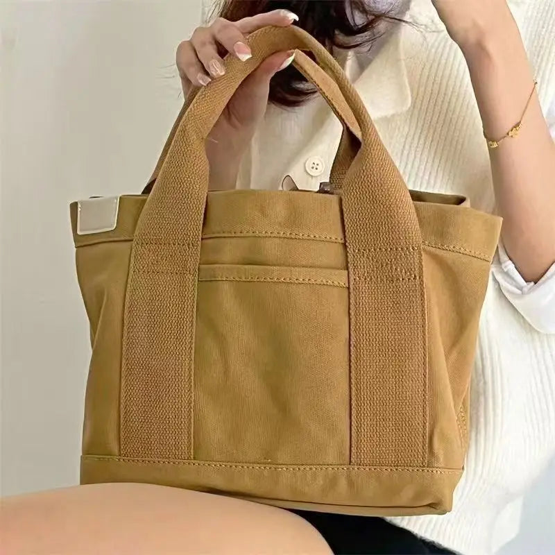 Women's Tote Bag Canvas Sewing Thread | Large Capacity Advanced Sense Handbag & Convenient Practical Female Commuter Bag Luxegan