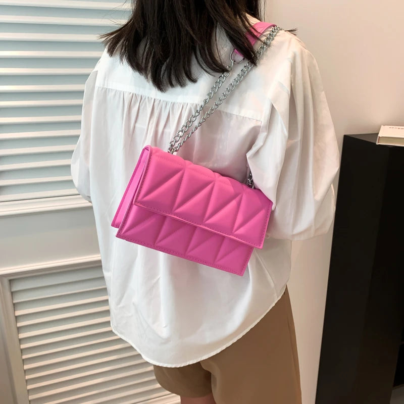 Classic Square Chain Bag | Stylish PU Leather Crossbody Purse Luxegan