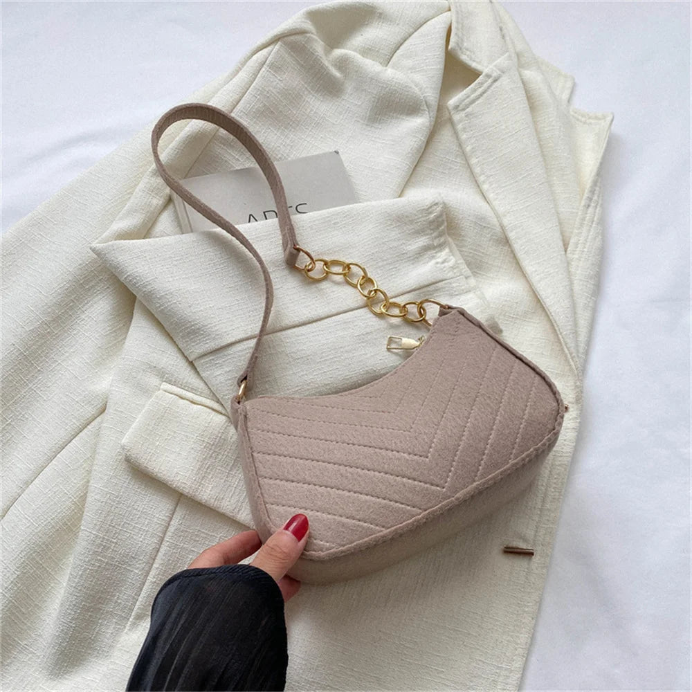 Nylon Mini Box Bag | Soft Felt Texture Solid Underarm Shoulder Bag Luxegan