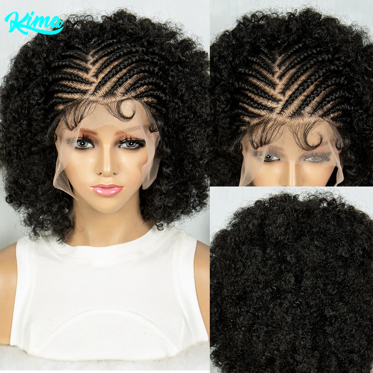 KIMA Peluca trenzada de caja nueva Pelucas sintéticas de encaje completo Longitudes cortas para mujeres negras Hombres Peluca trenzada con pelo de bebé Pelucas trenzadas de caja