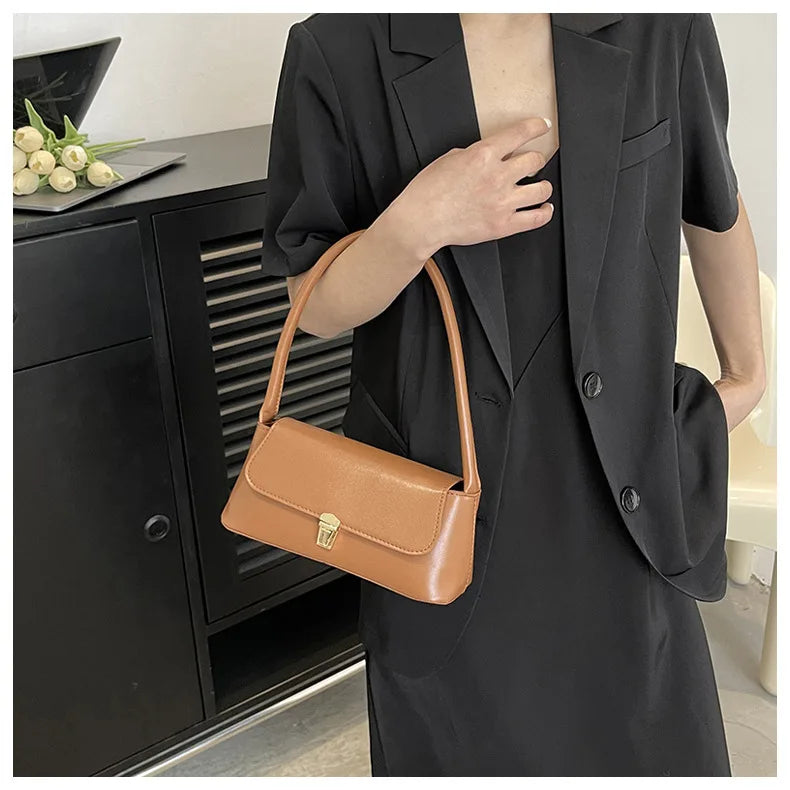 Women's Shoulder Bag Handbag | Retro Underarm Bag & Fashion Simple Solid Color New Hand Shoulder Bag Luxegan