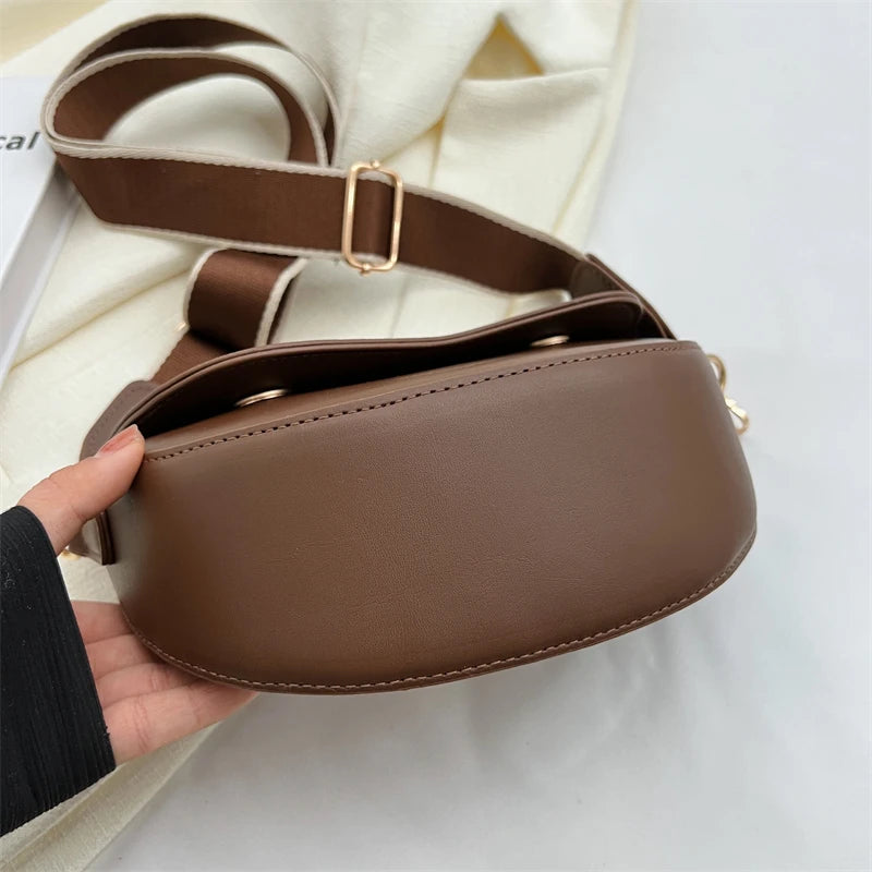 Small Leather Saddle Bag | Vintage Underarm Handbag & Chain Crossbody Purse Luxegan