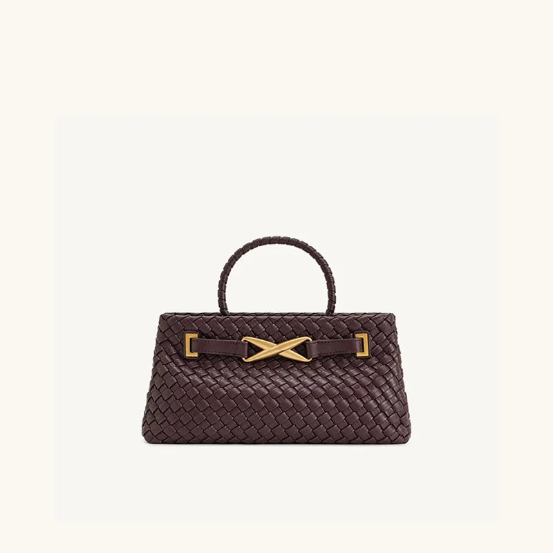 Spring New Woven Fashion Handbag | Versatile High-End Top Handle Purse | Luxury Horizontal Square PU Leather Sacs à Main for Men & Women Luxegan