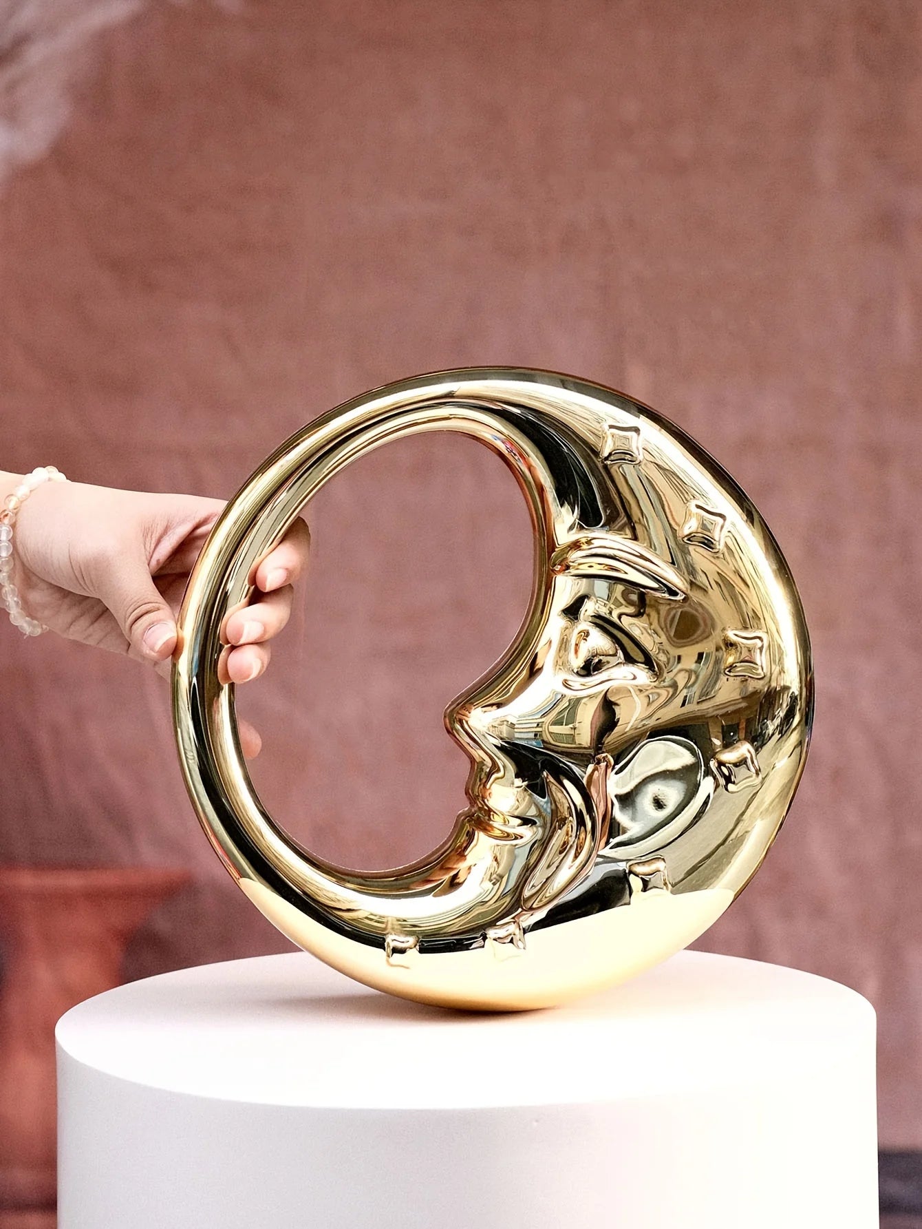 Hard Acrylic Moon Shape Clutch | Gold/Silver Shell Ladies Evening Purse Luxegan