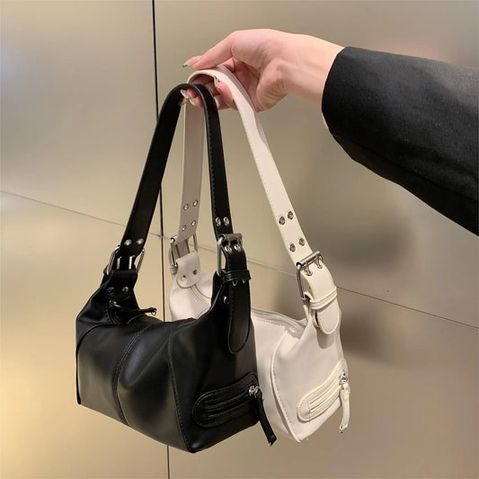Y2K Style Shoulder Bag | Trendy Motorcycle Handbag & Minimalist Shoulder Purse Luxegan