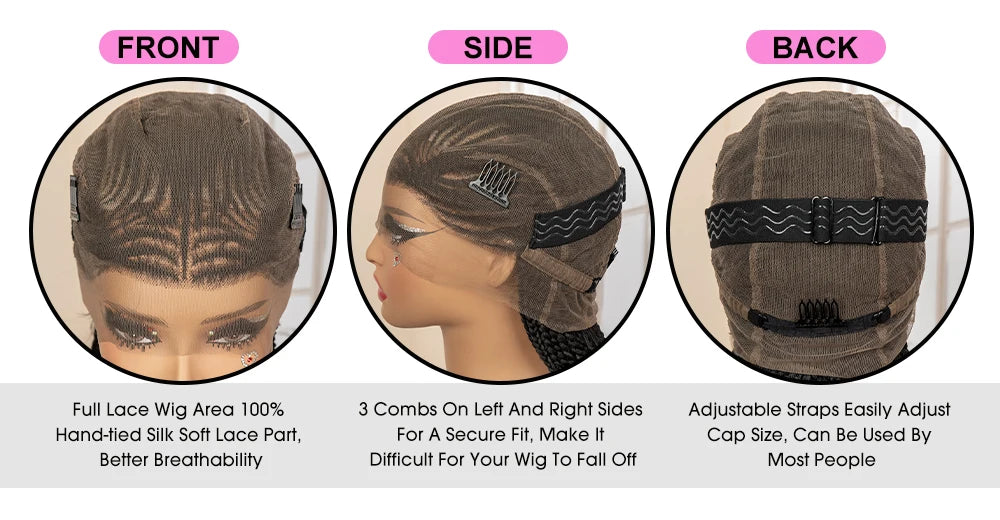 34 Inch Knotless Box Braiding Cornrow Wig | Full Lace | Kanekalon