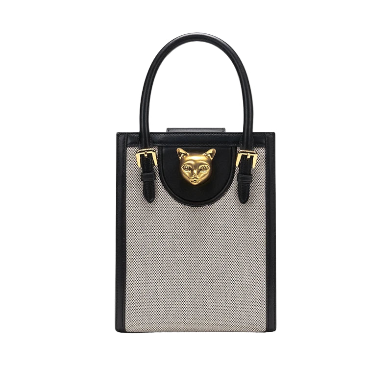 Hard Split Leather Cat Luxury Mini Bag | Designer Box Crossbody Luxegan