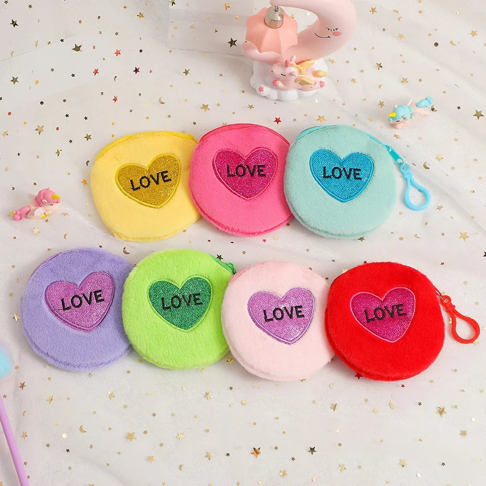 Mini Polyester Round Love Coin Purse | Valentine's Day Gift Keyring Wallet Luxegan