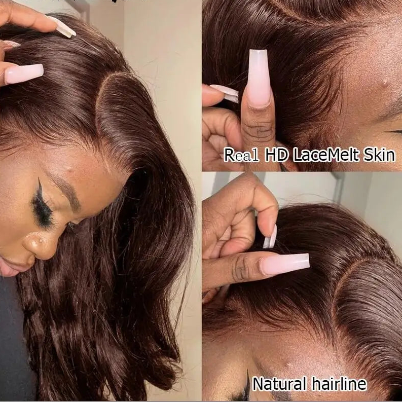 30-Inch Chocolate Brown Body Wave Wig | Sophisticated 13x4 HD Lace Frontal | Elegant Melt-Skin Transparent Swiss Lace | "Dignified" Pre-Plucked Remy Human Hair for Versatile Glamour Luxegan