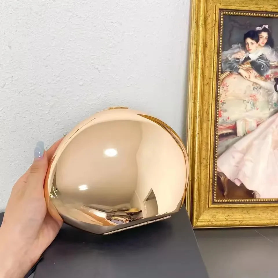 Metallic Shell Clutch | Hard Shell Evening Party Purse Luxegan