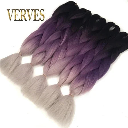 Synthetic Jumbo Braid Kanekalon Braiding Hair 24in | Ombre & Solid Colors | 100g