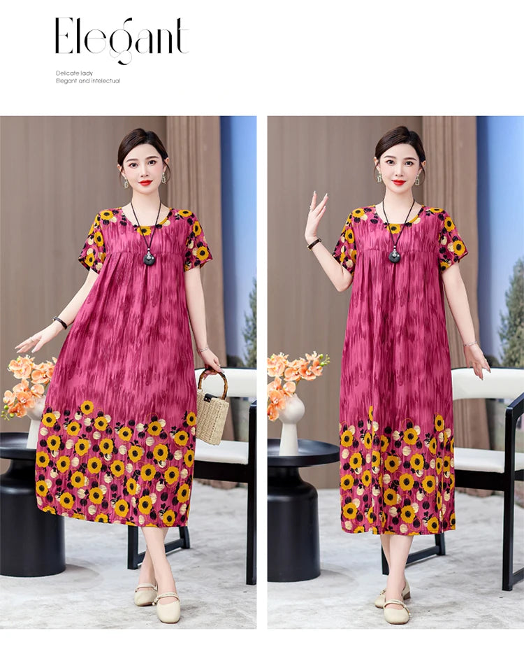 New 2025 Women Dress Female Casual short Sleeve cotton Dresses loose solid Vintage Sweet Clothing Vestidos  vestido verano