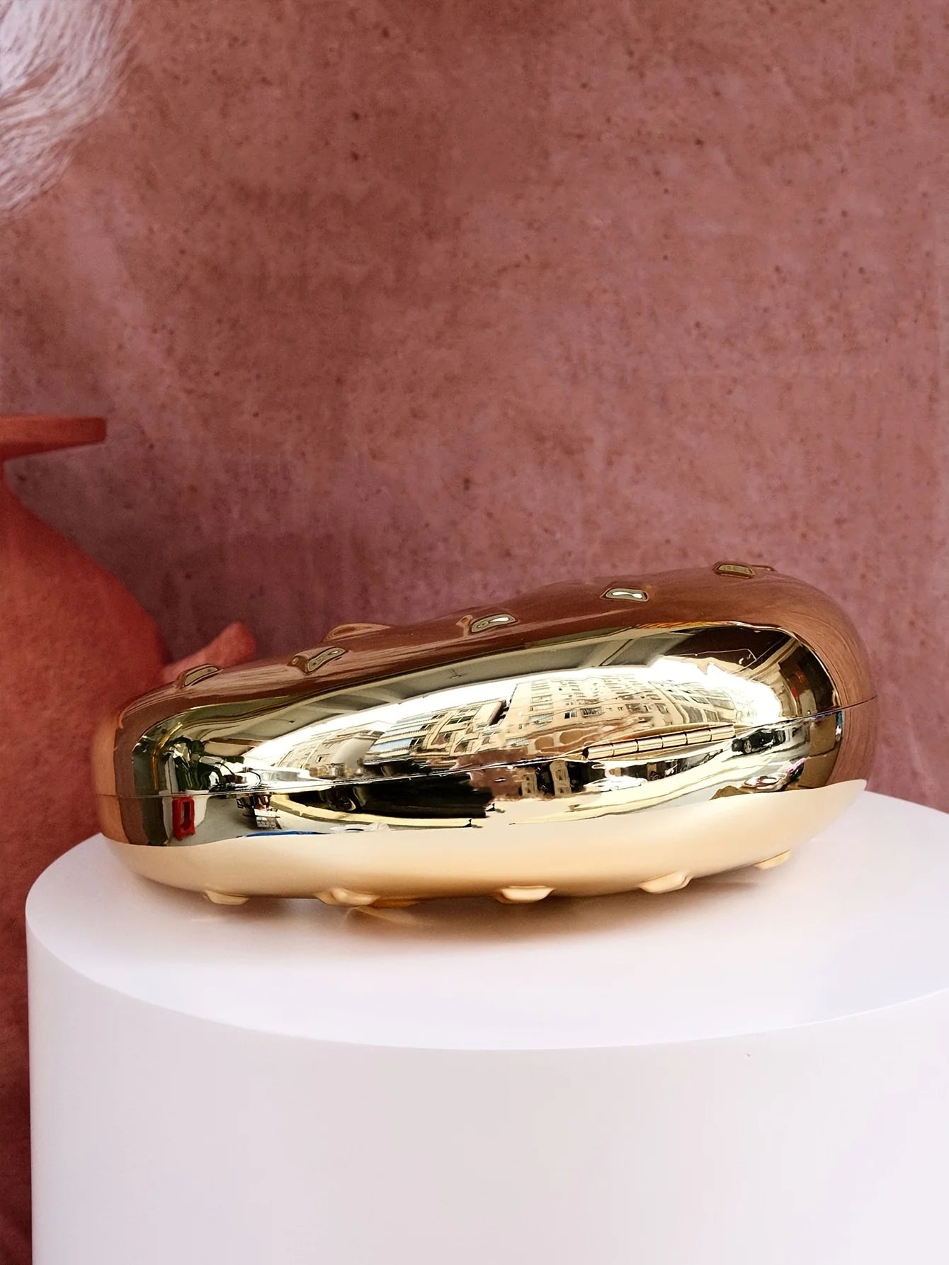 Hard Acrylic Moon Shape Clutch | Gold/Silver Shell Ladies Evening Purse Luxegan