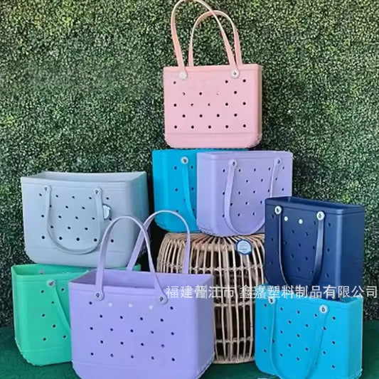 Beach EVA Bogg Bag | Rubber Waterproof Travel Tote Bag & Washable Handbag (For Sports, Beach, Market & Pool) Luxegan
