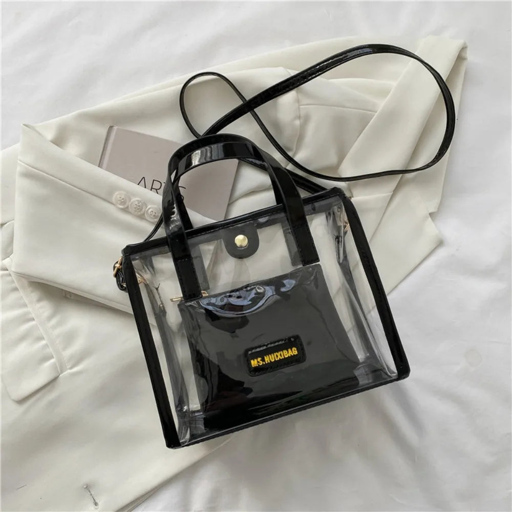 Crossbody Shoulder Bag with Removable Strap | Stadium Approved Transparent Clear Purse | Women's PVC Handbag Luxegan