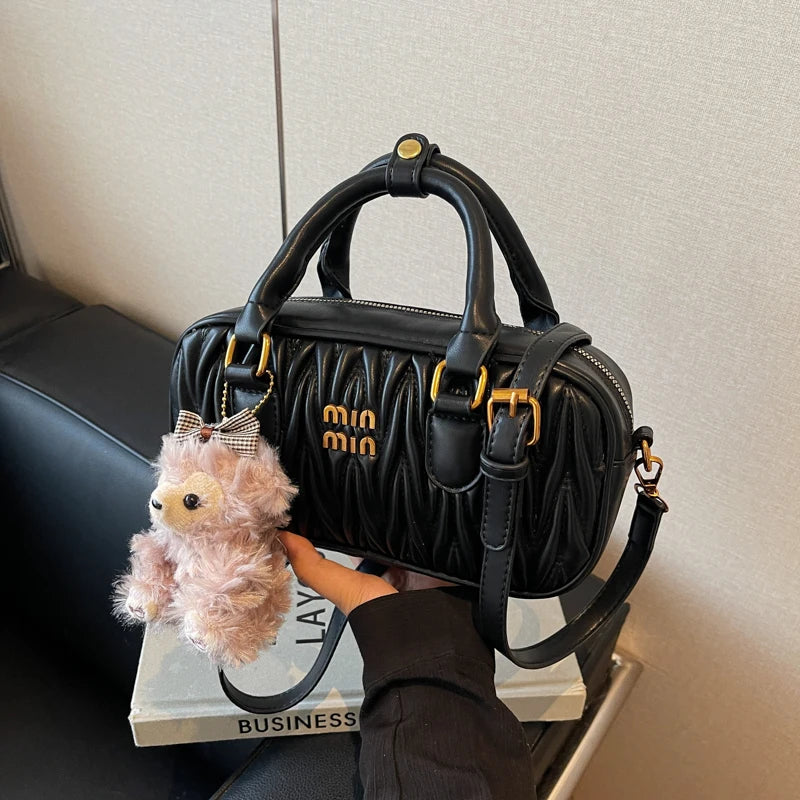 High-End Fashion Bowling Bag | Soft Large Capacity Shoulder Handbag Luxegan