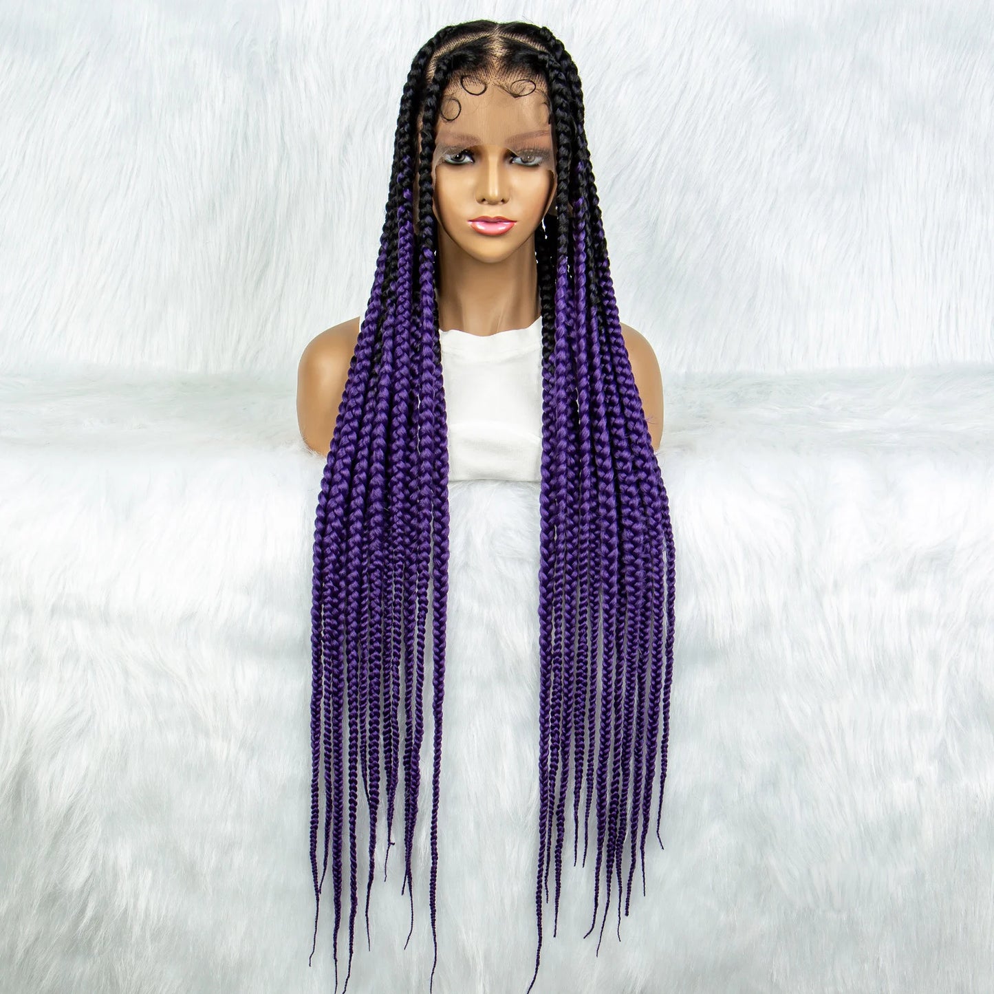 KIMA 36" Colorful Knotless Box Braids Wig | Lace Front & Baby Hair Luxegan