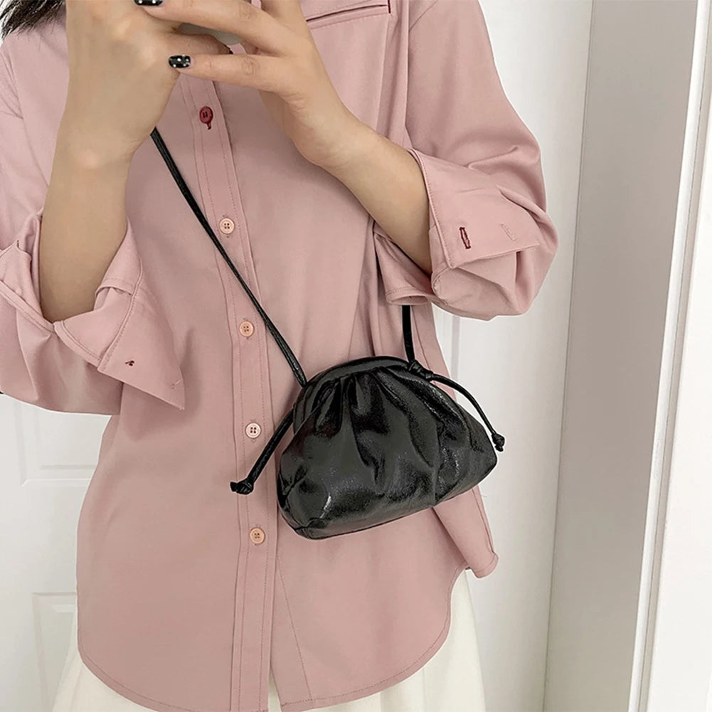 Small Luxury Design Women's Bag | Ruched Dumpling Clutch & Soft PU Leather Handbag Luxegan