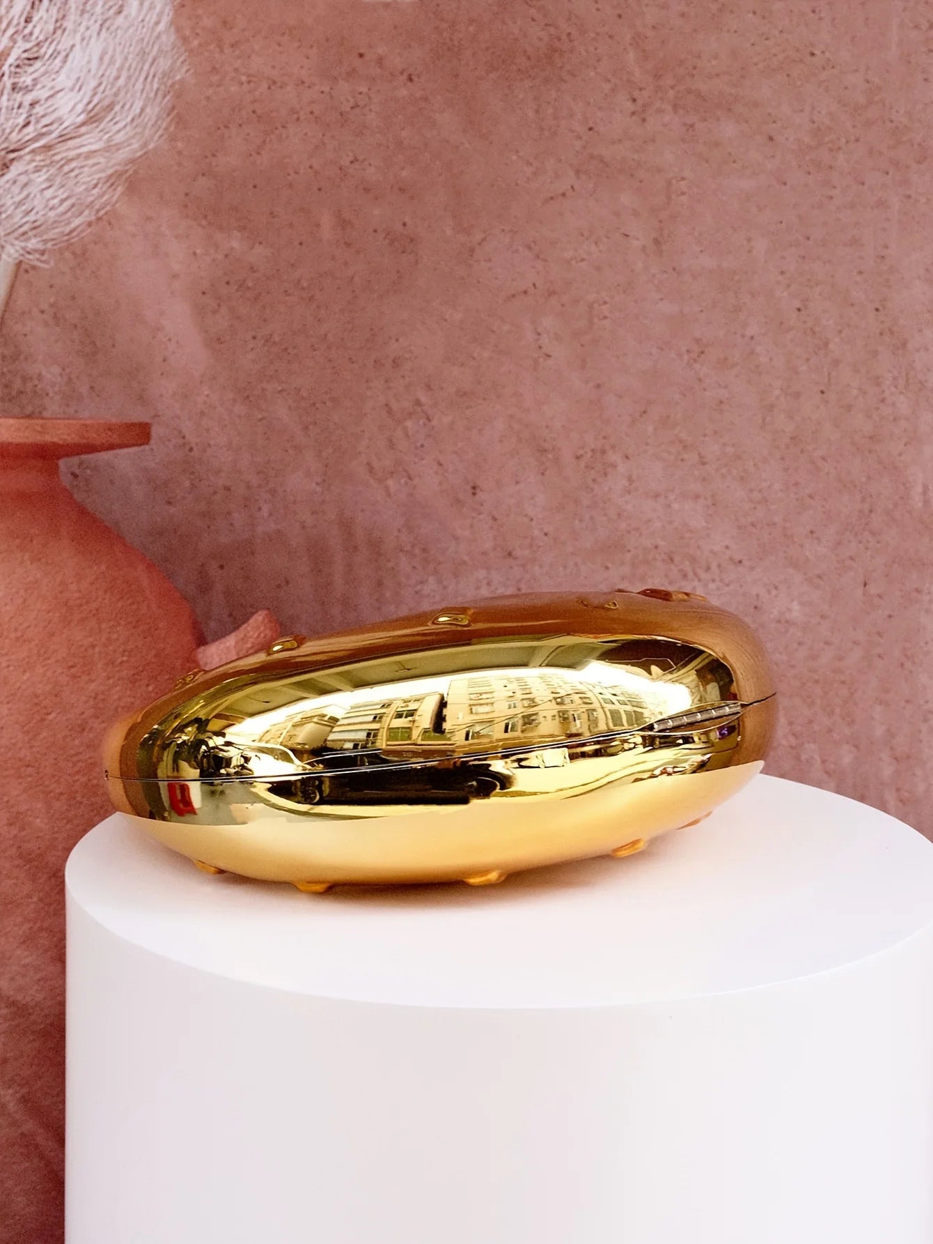 Hard Acrylic Moon Shape Clutch | Gold/Silver Shell Ladies Evening Purse Luxegan