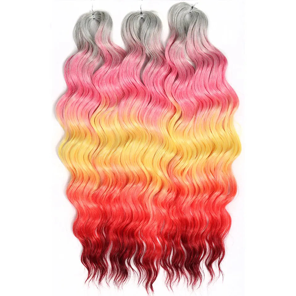 Synthetic Anna Curl Water Wave Crochet Braiding Hair – 24 Inch | 300g | 60 Strands | 88 Ombre & - view 21