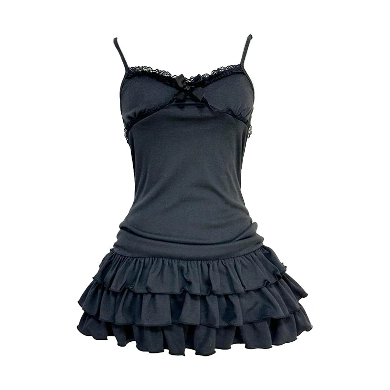 Solid V-Neck Spaghetti Strap Sleeveless Bow Detail Regular Fit A-Line Mini Dress – Natural Waist, All Season Luxegan