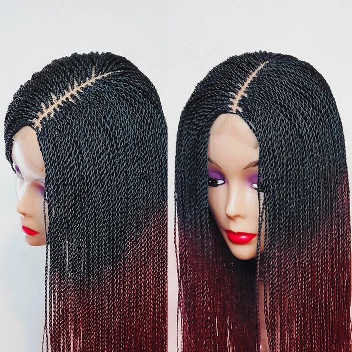  34" 360 HD Lace Braided Wig | Knotless Braids | Kanekalon Fiber | Choose Lace Color