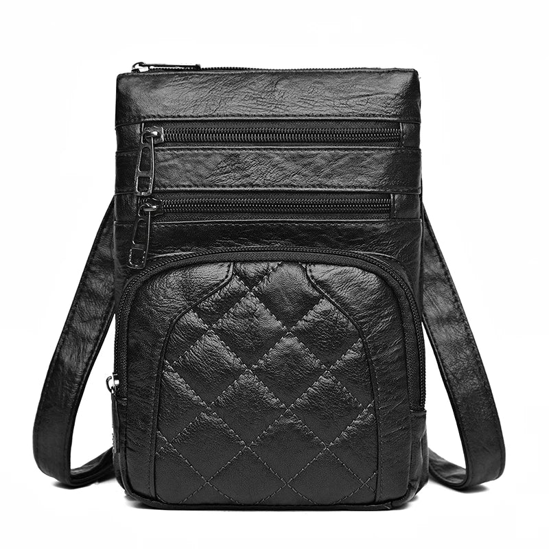 Ladies' Soft Leather Mobile Phone Bag | Luxury Designer Layered Messenger Bag | Minimalist "Mailman" Shoulder Wallet & Clutch Luxegan