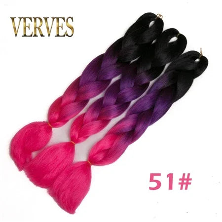 Synthetic Jumbo Braid Kanekalon Braiding Hair 24in | Ombre & Solid Colors | 100g