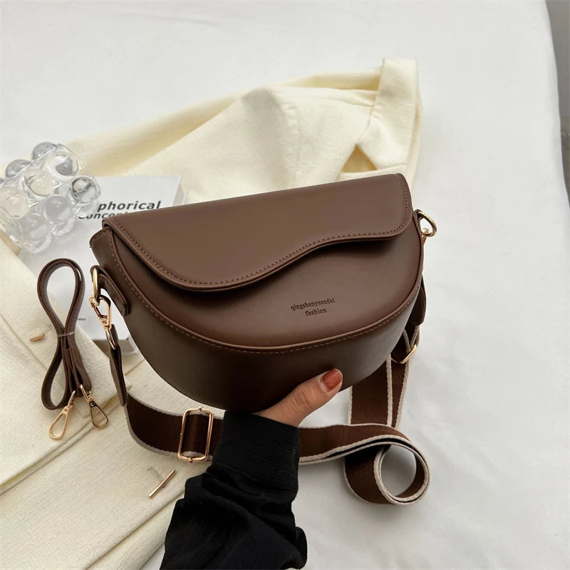 Vintage PU Leather Saddle Armpit Bag | Soft Crossbody Purse Luxegan