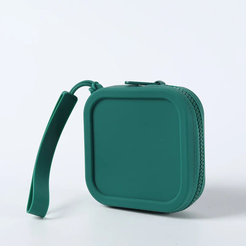 Silicone Solid Square Organizer | Zipper Waterproof Mini Wallet & Earphone Case Luxegan