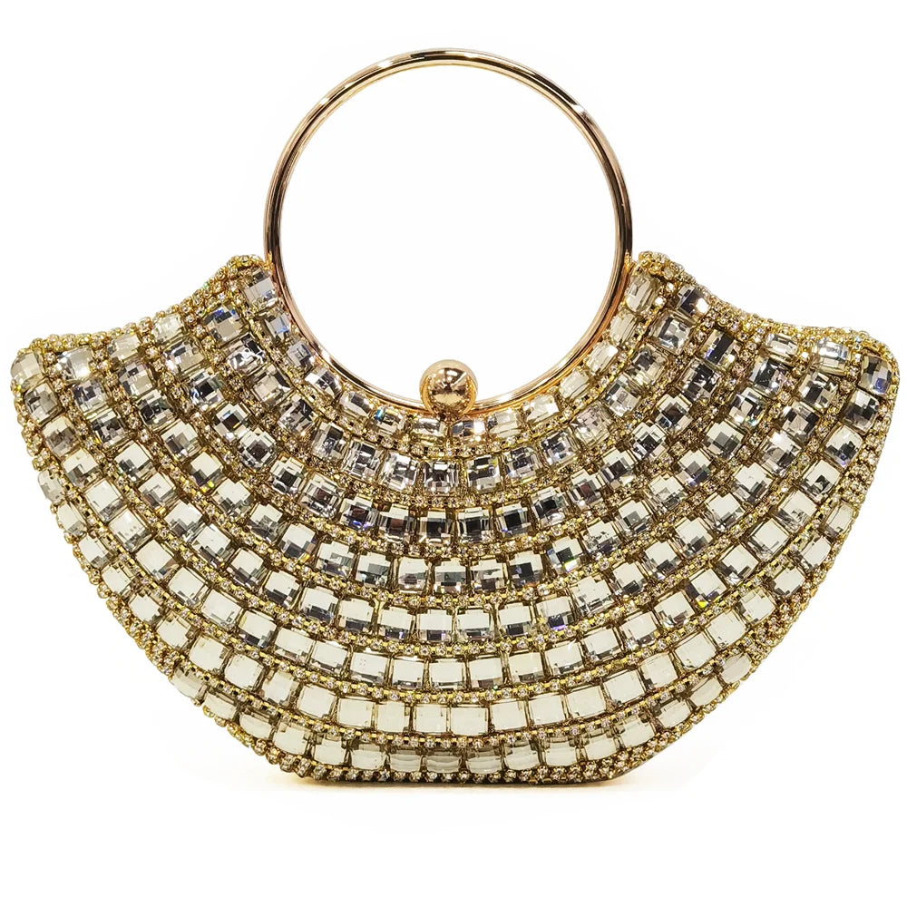 Women's Rhinestone Evening Clutch | Shoulder Chain & Full Diamond Design Handbag Luxegan