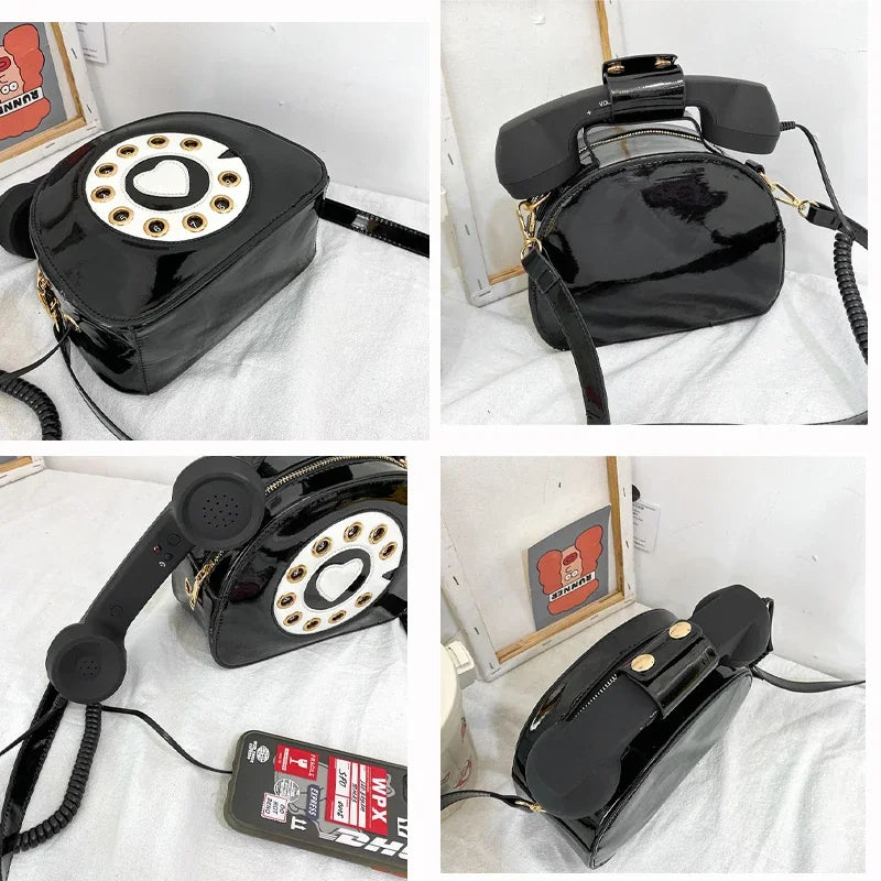 PU Leather Shoulder Bag | Casual Handbag & Stylish Telephone Shaped Crossbody Luxegan