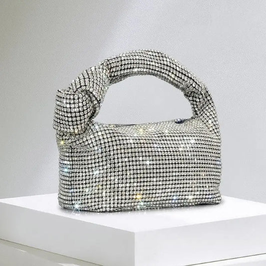Handle Rhinestones Knot Evening Bag | Crystal Top Handle Bag & Luxury Designer Tote Luxegan