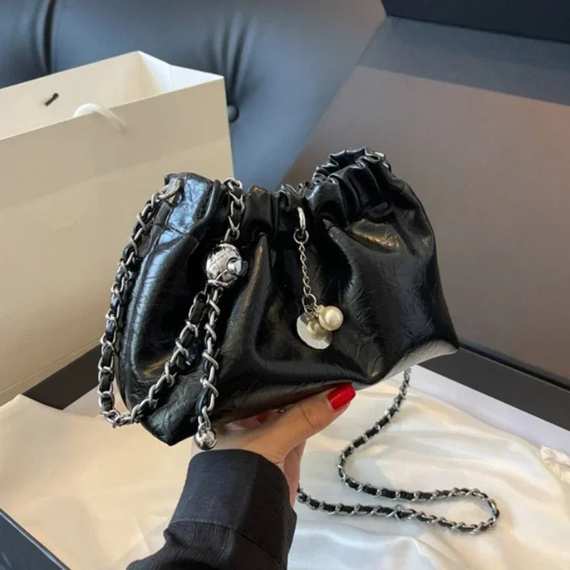 Y2K Millennium Soft Bucket Bag | Fashion Chain Shoulder Crossbody Luxegan