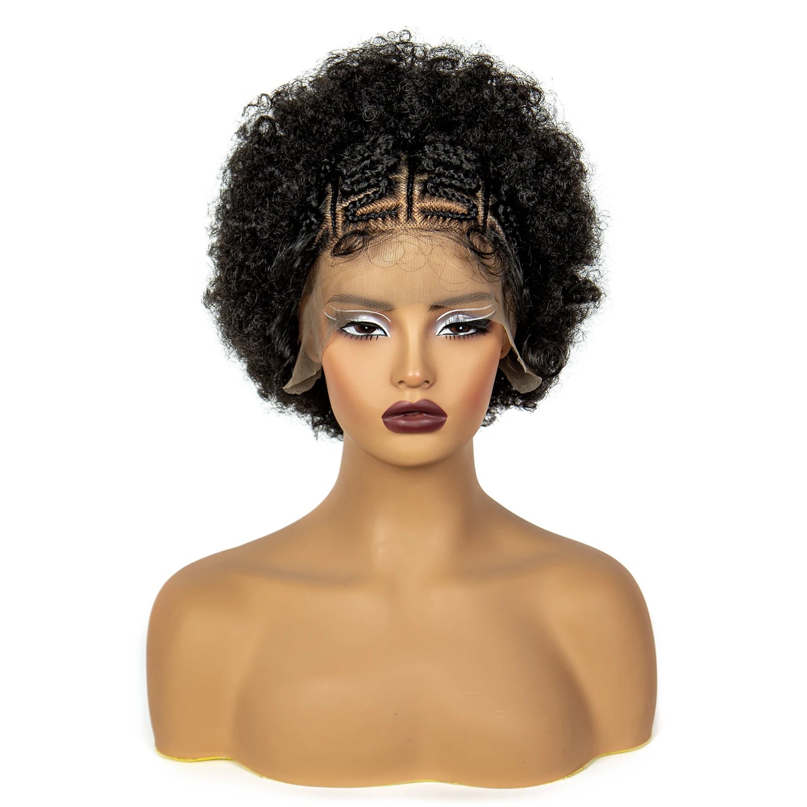  Burgundy Afro Curly Braids Bob Wig | 13x6 Lace | Baby Hair | Bouncy Curls Luxegan