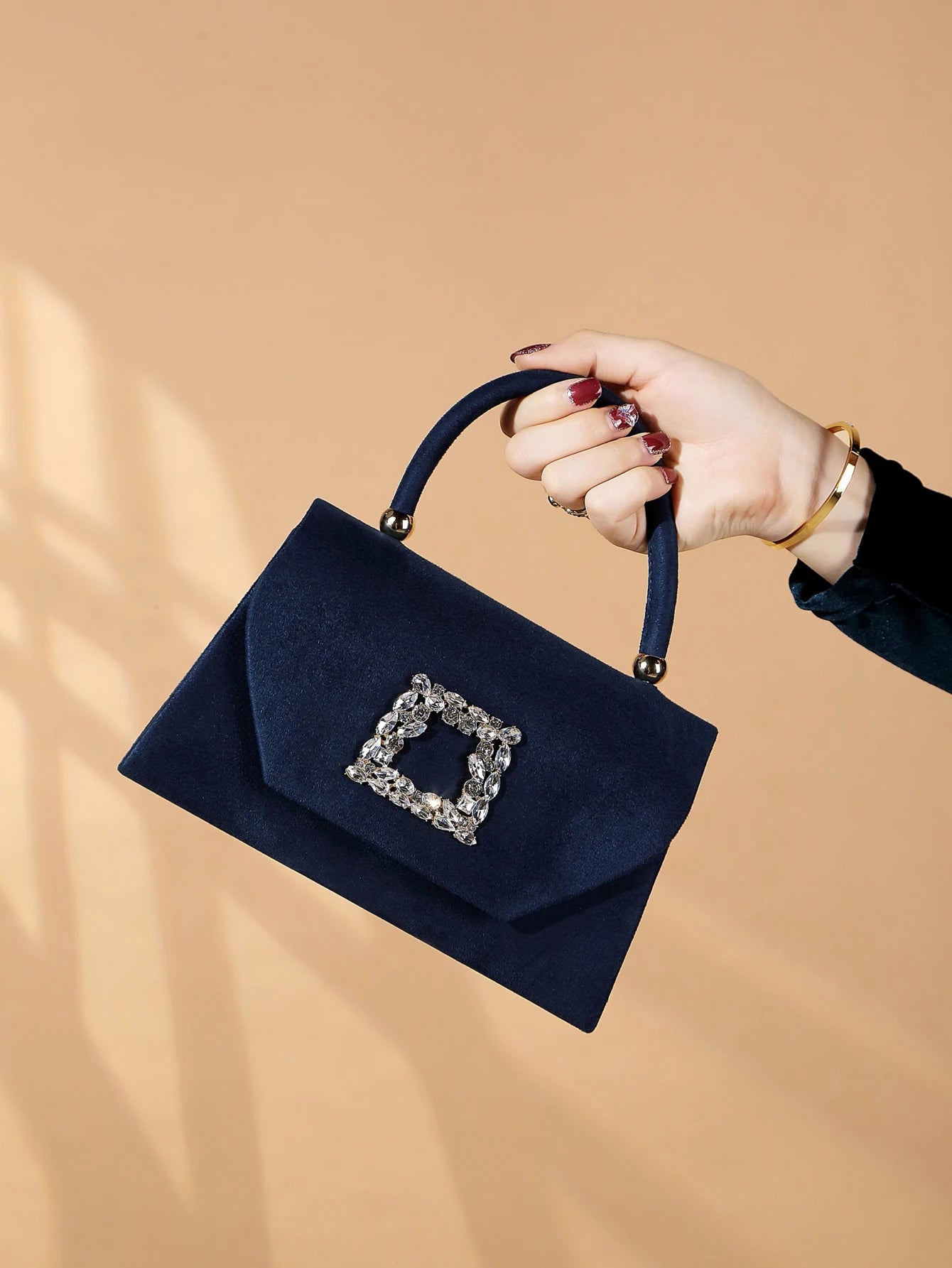 Elegant Sparkling Velvet Evening Clutch Bag | Glitter Bling Shiny Luxury Party Purse | Exquisite Glamorous Hard-Shell Handbag | Fashionable Solid Color Formal Gala Accessory (Model ZM-008) Luxegan