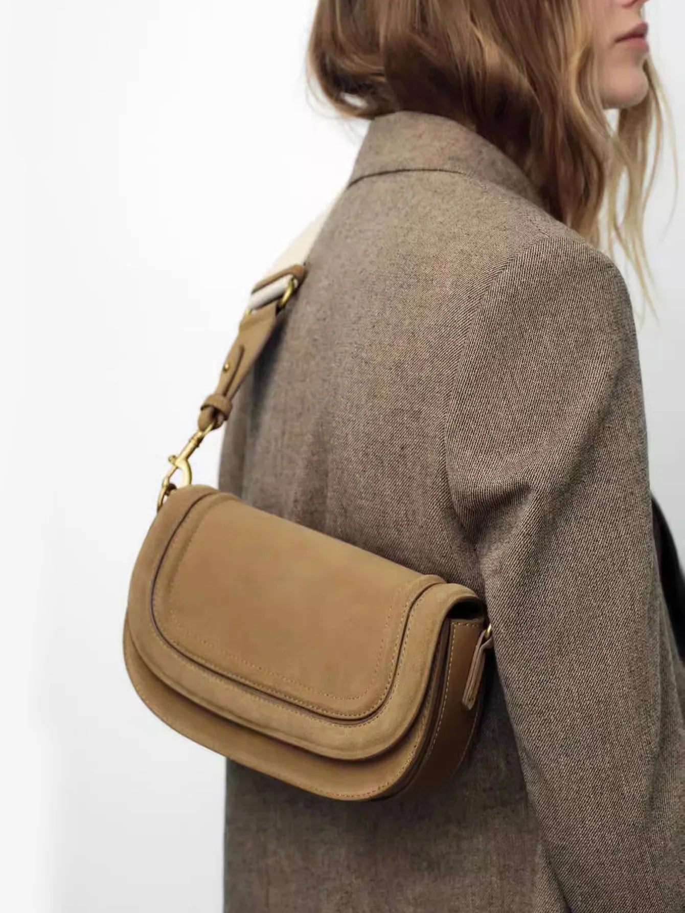 Saddle Bag | Popular Foreign Trade Shoulder Bag & New Wide Shoulder Strap Diagonal Cross Armpit Bag Luxegan