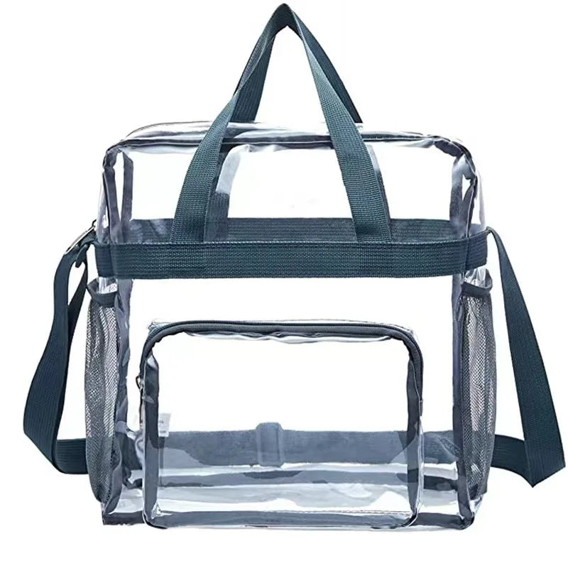 Portable PVC Clear Large Capacity Handbag | Women's Fashion Waterproof Casual Simple Crossbody Shoulder Bags & Purse (Stadium Approved) Luxegan