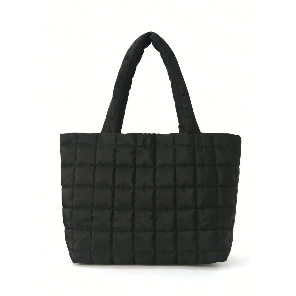 Minimalist Quilted Nylon Tote | Puffy Crossbody Bag for Commuting Luxegan