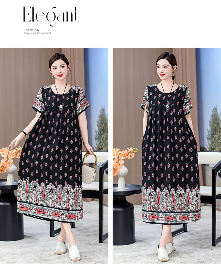 New 2025 Women Dress Female Casual short Sleeve cotton Dresses loose solid Vintage Sweet Clothing Vestidos  vestido verano