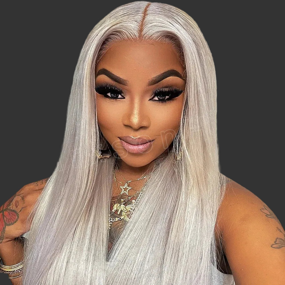 #60 613 Platinum Blonde Wear-and-Go Glueless Wig | 13x4 HD Transparent Lace Frontal Wig | 100% Brazilian Remy Human Hair Body Wave Long 26+ Inch Wig for Women Luxegan