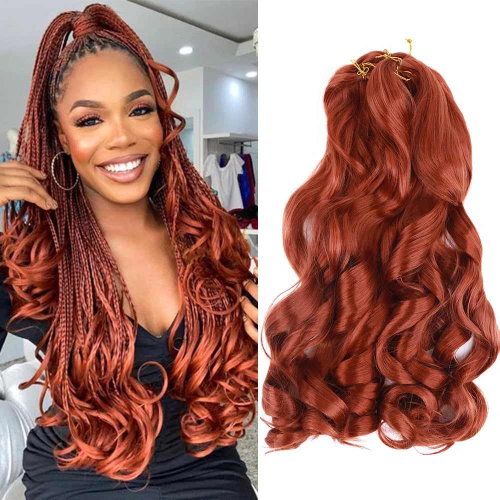 Synthetic Loose Wave Crochet Braiding Hair – Spiral Curls French Curls Pre-Stretched Ombre Braids 16"-26" | 6 Packs Luxegan