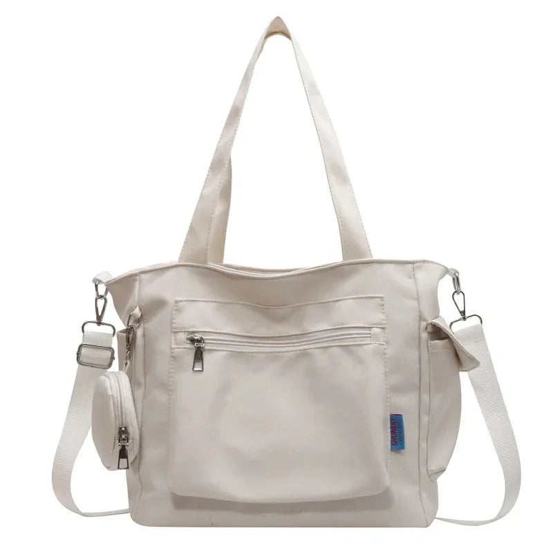 Simplicity Oxford Canvas Composite Shoulder Bag | Large Capacity Solid Color Lazy Style Commuter Tote & Crossbody Bag (Unisex) Luxegan