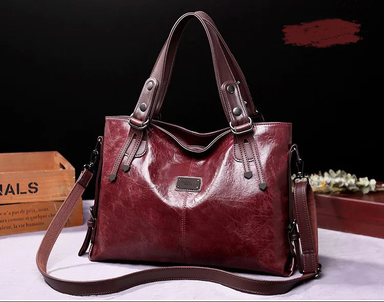 New Fashion Casual Tote Bag | Women's Handbags & Soft Leather Shoulder Bags (Vintage Big Capacity Crossbody Hand Bag) Luxegan