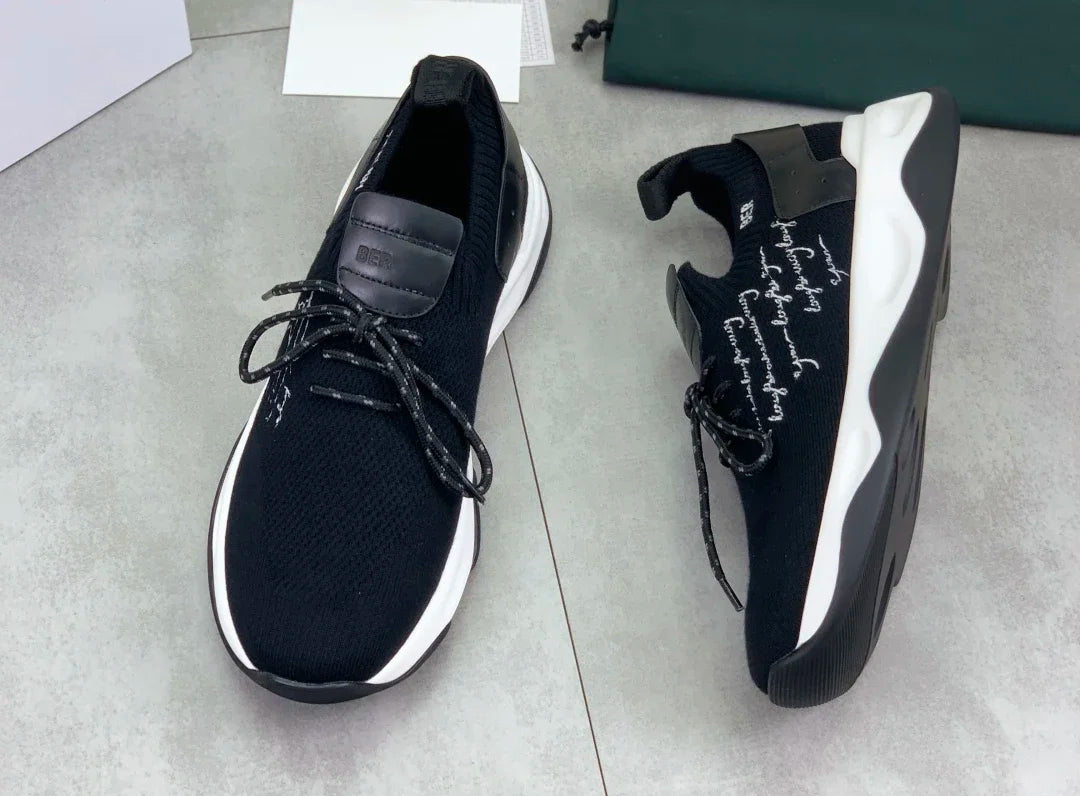 Men's Genuine Cow Leather Knitting Loafers | Sophisticated European Big Size 39–46 | Elegant "New Business" Quality Shoes | "Dignified" Breathable Sports Work Casuals for Radiant Versatile Styling Luxegan