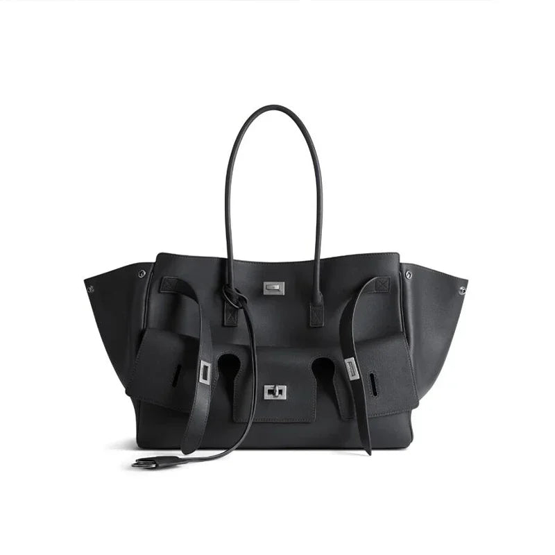 Luxury Wings Style Synthetic Leather Shoulder Bag,Large Capacity Commuting Women Tote Bag,Punk Buckle Simple Versatile Handbag